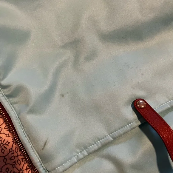 Lily Jade Brown Leather Backpack diaper bag with Teal Lining and accessories - Picture 9 of 14